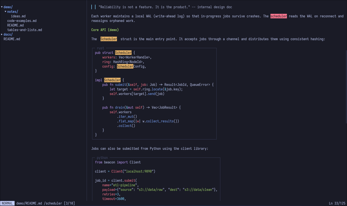 Beautiful markdown rendering screenshot